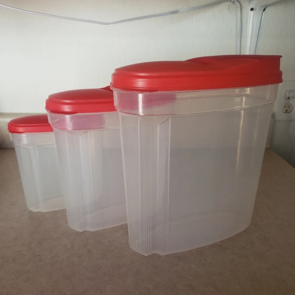 Set of 3 Pour And Store Food Container Plastic Dispensers